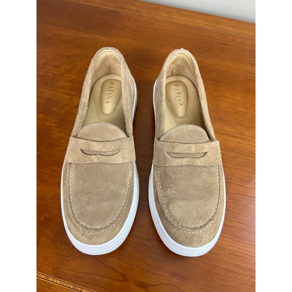 Patina Taupe‎ Suede Penny Loafers Handmade Mexico Womens 9.5 EUR 40 BLOA TAU